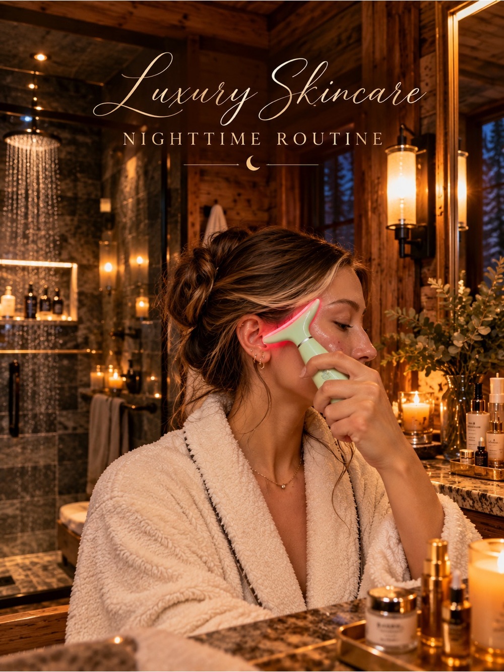 Luxury Nighttime Facial Massager - Mint Pink
